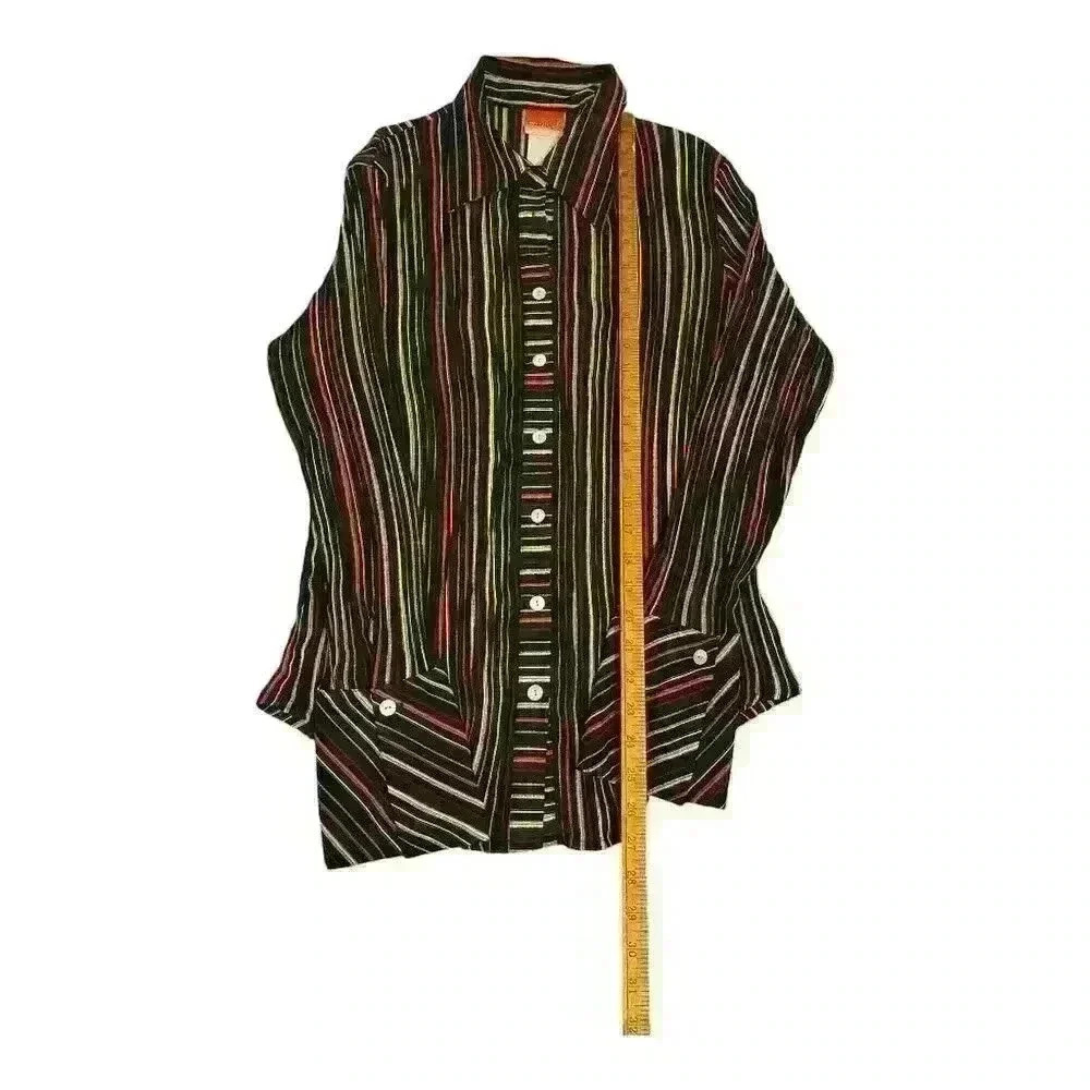 Candela Vintage Multicolor Striped Button-Up Shirt Unisex Size M - Picture 5 of 7